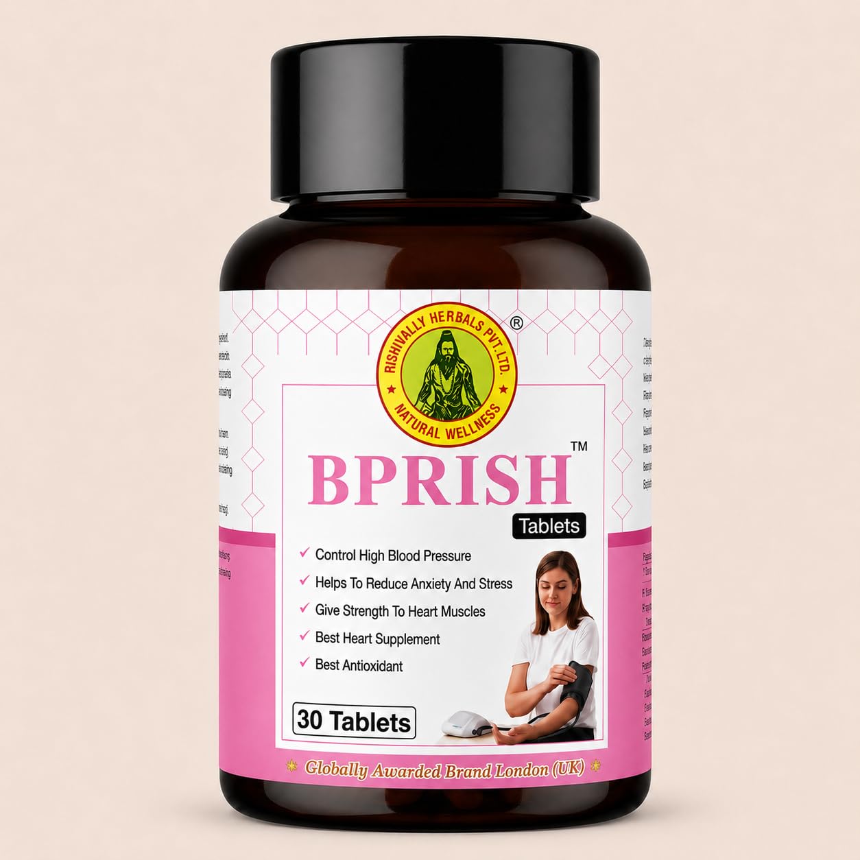 BPRISH Blood Pressure Support Tablets – Heart Health & Stress Relief Supplement | 30 Tablets
