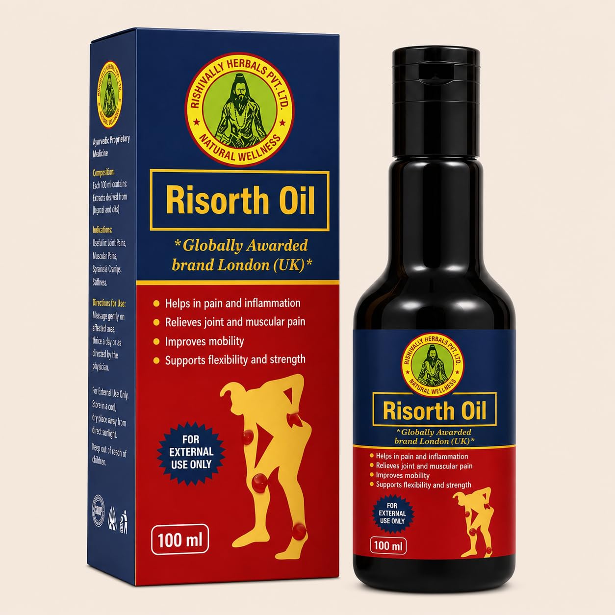 Risorth Ayurvedic Restore Flexibility of Joints with Pain Relief Or Herbal 100 ml Oils