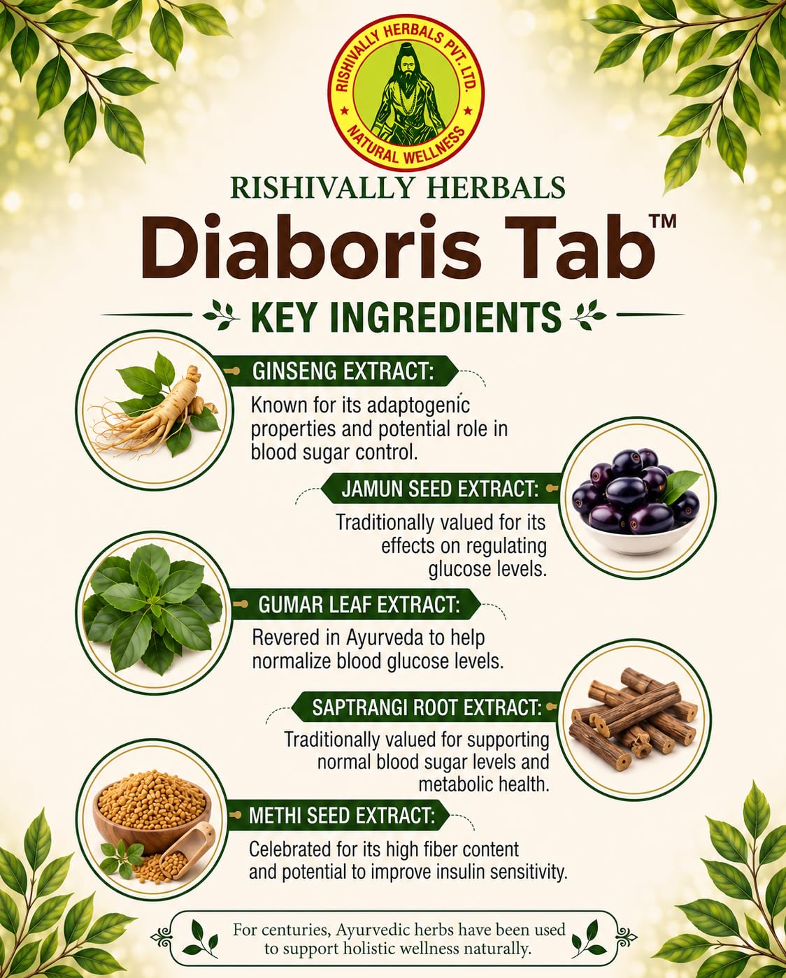 RISHIVALLY HERBALS DIABORIS Tablet | Diabetes Care Herbal Supplement for Blood Sugar Support - Image 5