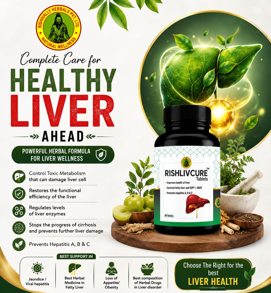 RISHIVALLY HERBALS Rishlivcure Tablets | Improves helath of liver | Prevent hepatitis A,B & C - Image 2